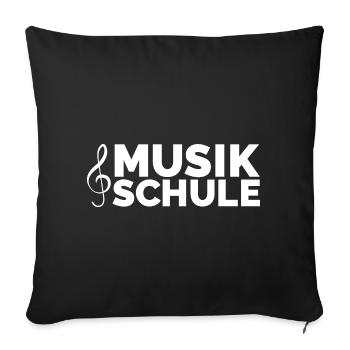 Musikschule Musik Unterricht lernen Piano Gitarre - Sofakissenbezug 45 x 45 cm - Schwarz - Vorne