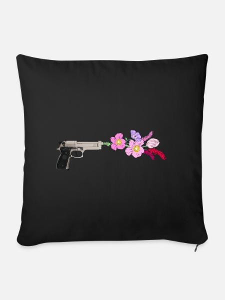 Flower Gun - Sofakissenbezug 45 x 45 cm - Schwarz