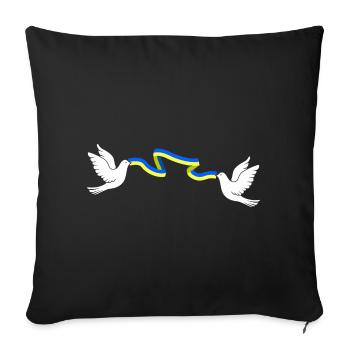 Dove Ribbon Ukraine Two Dove Biting Ukraine Flag - Sofakissenbezug 45 x 45 cm - Schwarz - Vorne