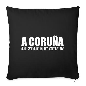 A Coruña Koordinaten - Sofakissenbezug 45 x 45 cm - Schwarz - Vorne