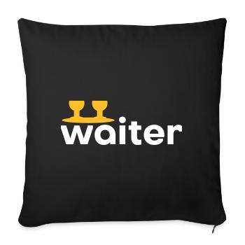 Waiter (Tablett mit zwei Weingläsern) - Sofakissenbezug 45 x 45 cm - Schwarz - Vorne