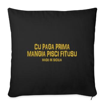 Trinacria t-shirt Sicily Sicilian proverb - Sofa pillowcase 17,3'' x 17,3'' (45 x 45 cm) - black - Front