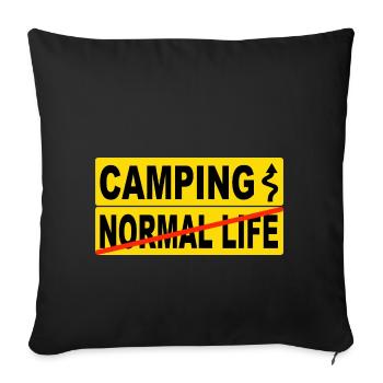 Camping normal life - Sofa pillowcase 17,3'' x 17,3'' (45 x 45 cm) - black - Front