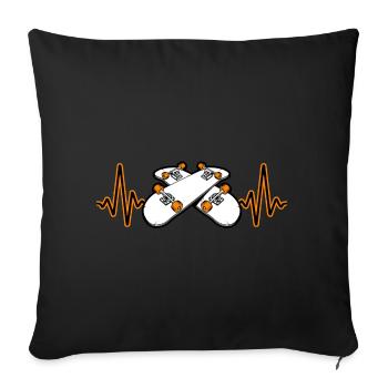 Heartbeat Skater Skateboard Skate - Sofa pillowcase 17,3'' x 17,3'' (45 x 45 cm) - black - Front