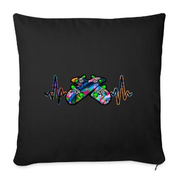Heartbeat Skater Skateboard Skating - Sofa pillowcase 17,3'' x 17,3'' (45 x 45 cm) - black - Front