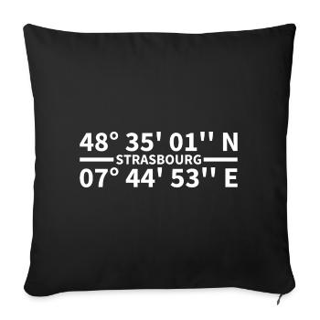Strasbourg coordinates - Sofa pillowcase 17,3'' x 17,3'' (45 x 45 cm) - black - Front