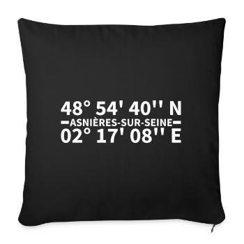 Asnières-sur-Seine coordinates - Sofa pillowcase 17,3'' x 17,3'' (45 x 45 cm) - black - Front