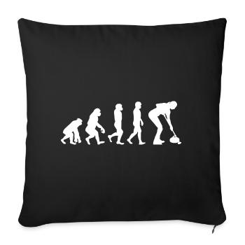 Curling Kehrfächer Winter Eissport Evolution - Sofakissenbezug 45 x 45 cm - Schwarz - Vorne