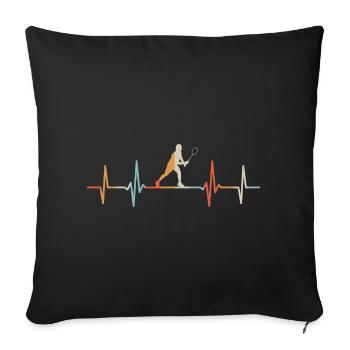 badminton heartbeat badminton sport - Sofa pillowcase 17,3'' x 17,3'' (45 x 45 cm) - black - Front