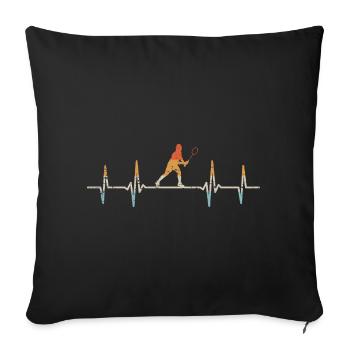 badminton heartbeat badminton sport - Sofa pillowcase 17,3'' x 17,3'' (45 x 45 cm) - black - Front