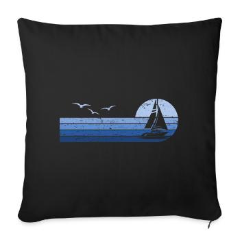 Voilier Sailor Sailboat Captain - Housse de coussin décorative 45 x 45 cm - noir - Devant