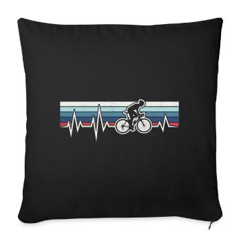 RADRENNFAHRER HERZSCHLAG RADFAHREN RETRO RENNRAD - Sofakissenbezug 45 x 45 cm - Schwarz - Vorne