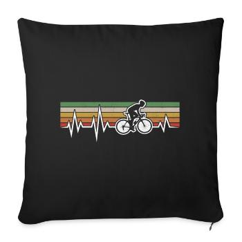 RADRENNFAHRER HERZSCHLAG RADFAHREN RETRO RENNRAD - Sofakissenbezug 45 x 45 cm - Schwarz - Vorne