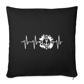 pouls, boussole, battement de coeur, icône, nord, mer, mer - Housse de coussin décorative 45 x 45 cm - noir - Devant