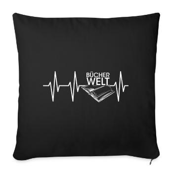 Heartbeat Livre Livre Monde Icône Livre Lecture Lecteur - Housse de coussin décorative 45 x 45 cm - noir - Devant