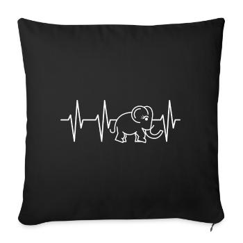 pulse, elephant, trunk, heartbeat, comic, cute animals - Sofa pillowcase 17,3'' x 17,3'' (45 x 45 cm) - black - Front