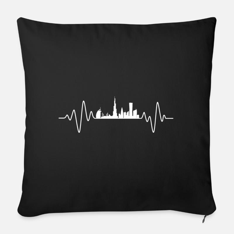 Dubai Herzschlag Skyline Dubai - Sofakissenbezug 45 x 45 cm - Schwarz