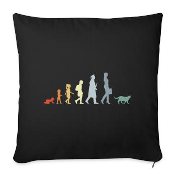 Évolution d’un amoureux des chats - Housse de coussin décorative 45 x 45 cm - noir - Devant