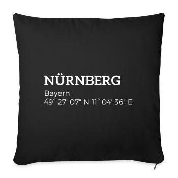 Nuremberg Bavaria coordinates - Sofa pillowcase 17,3'' x 17,3'' (45 x 45 cm) - black - Front