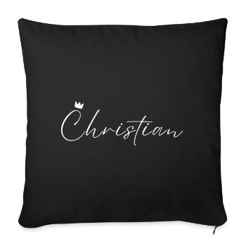 Christian Name König T-Shirt Geschenk Männer - Sofakissenbezug 45 x 45 cm - Schwarz - Vorne
