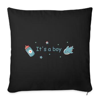 C’est un design de garçon bébé naissance garçon - Housse de coussin décorative 45 x 45 cm - noir - Devant