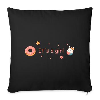 It's a Girl Baby Shower Donut Bunny Cute - Sofa pillowcase 17,3'' x 17,3'' (45 x 45 cm) - black - Front