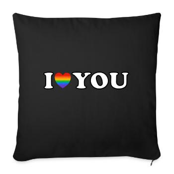 I love you - gay couple - rainbow heart - Sofa pillowcase 17,3'' x 17,3'' (45 x 45 cm) - black - Front