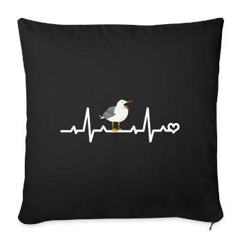 Möwe Herzfrequenz EKG - Sofakissenbezug 45 x 45 cm - Schwarz - Vorne