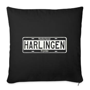 T-Shirt Harlingen Hoodie Ijsselmeer Holland - Housse de coussin décorative 45 x 45 cm - noir - Devant