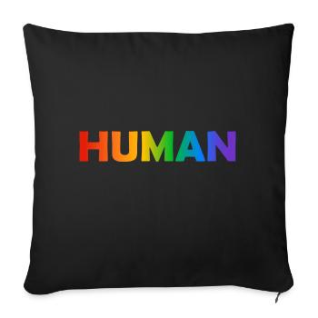 Texte arc-en-ciel humain fierté LGBTQ - Housse de coussin décorative 45 x 45 cm - noir - Devant