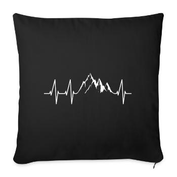 Montagnes Randonnée Ski Snowboard Montagnes Battement de cœur - Housse de coussin décorative 45 x 45 cm - noir - Devant