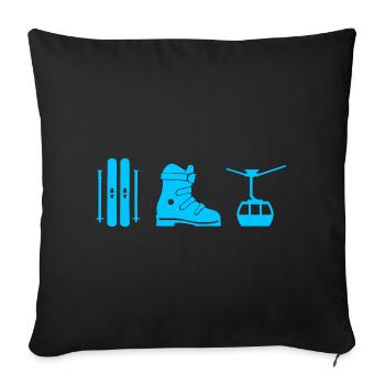 Ski design in blue - Sofa pillowcase 17,3'' x 17,3'' (45 x 45 cm) - black - Front