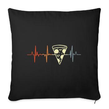 I love pizza heartbeat - Sofa pillowcase 17,3'' x 17,3'' (45 x 45 cm) - black - Front