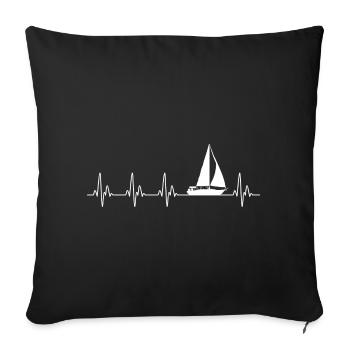 Segelboot Heartbeat Nautical Design - Sofakissenbezug 45 x 45 cm - Schwarz - Vorne
