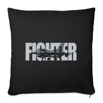 Chasseur F-16 - Housse de coussin décorative 45 x 45 cm - noir - Devant