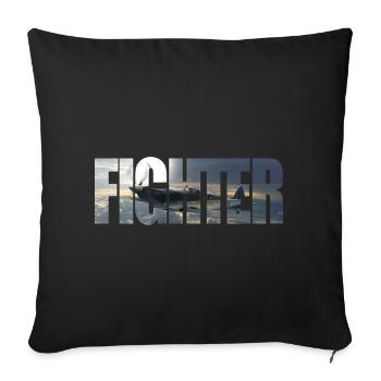 Chasseur Spitfire - Housse de coussin décorative 45 x 45 cm - noir - Devant