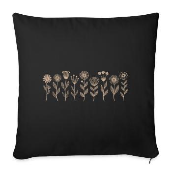 Fleurs sauvages Fleurs - Housse de coussin décorative 45 x 45 cm - noir - Devant
