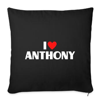 J'adore Anthony Red Heart, fan du nom romantique - Housse de coussin décorative 45 x 45 cm - noir - Devant