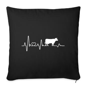 Battement de cœur de vache Pouls de vache Cadeau fermier - Housse de coussin décorative 45 x 45 cm - noir - Devant