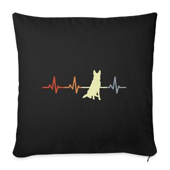 German Shepherd heartbeat - Sofa pillowcase 17,3'' x 17,3'' (45 x 45 cm) - black - Front
