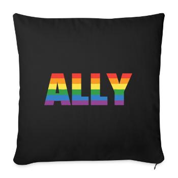 ALLY – Design arc-en-ciel pour les partisans LGBTQ+ - Housse de coussin décorative 45 x 45 cm - noir - Devant