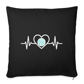 Cœur Volley-ball – Passion Volley Volleyball - Housse de coussin décorative 45 x 45 cm - noir - Devant