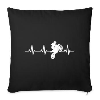 Pilote Heartbeat Motocross - Housse de coussin décorative 45 x 45 cm - noir - Devant