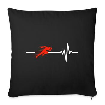 RACING HEARTBEAT RUNNING SPORT FIT SPRINT MARATHON - Sofa pillowcase 17,3'' x 17,3'' (45 x 45 cm) - black - Front