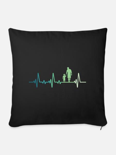 Vater und Sohn Herzschlag Geschenk Vater Sohn - Sofakissenbezug 45 x 45 cm - Schwarz
