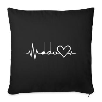 Viertel, Halbe, Ganze – Liebe Noten mit Herzschlag - Sofakissenbezug 45 x 45 cm - Schwarz - Vorne