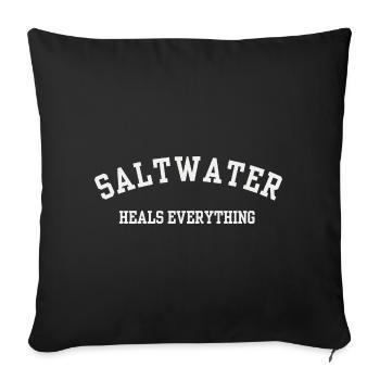 L’eau salée guérit tout - vie à la plage et surf - Housse de coussin décorative 45 x 45 cm - noir - Devant
