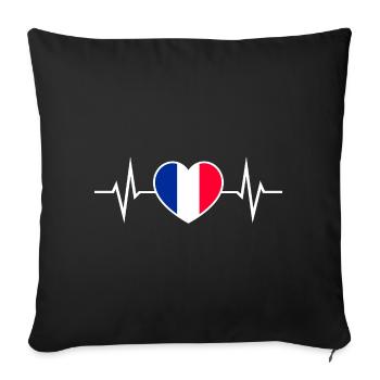 France Heartbeat ECG Love Heart France Fan - Housse de coussin décorative 45 x 45 cm - noir - Devant