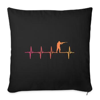 chasse Sunset Battement de coeur chasseur  - Housse de coussin décorative 45 x 45 cm - noir - Devant