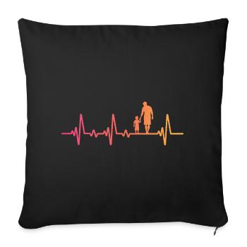 Vater und Sohn Sonnenuntergang Herzschlag Papa Sohn - Sofakissenbezug 45 x 45 cm - Schwarz - Vorne